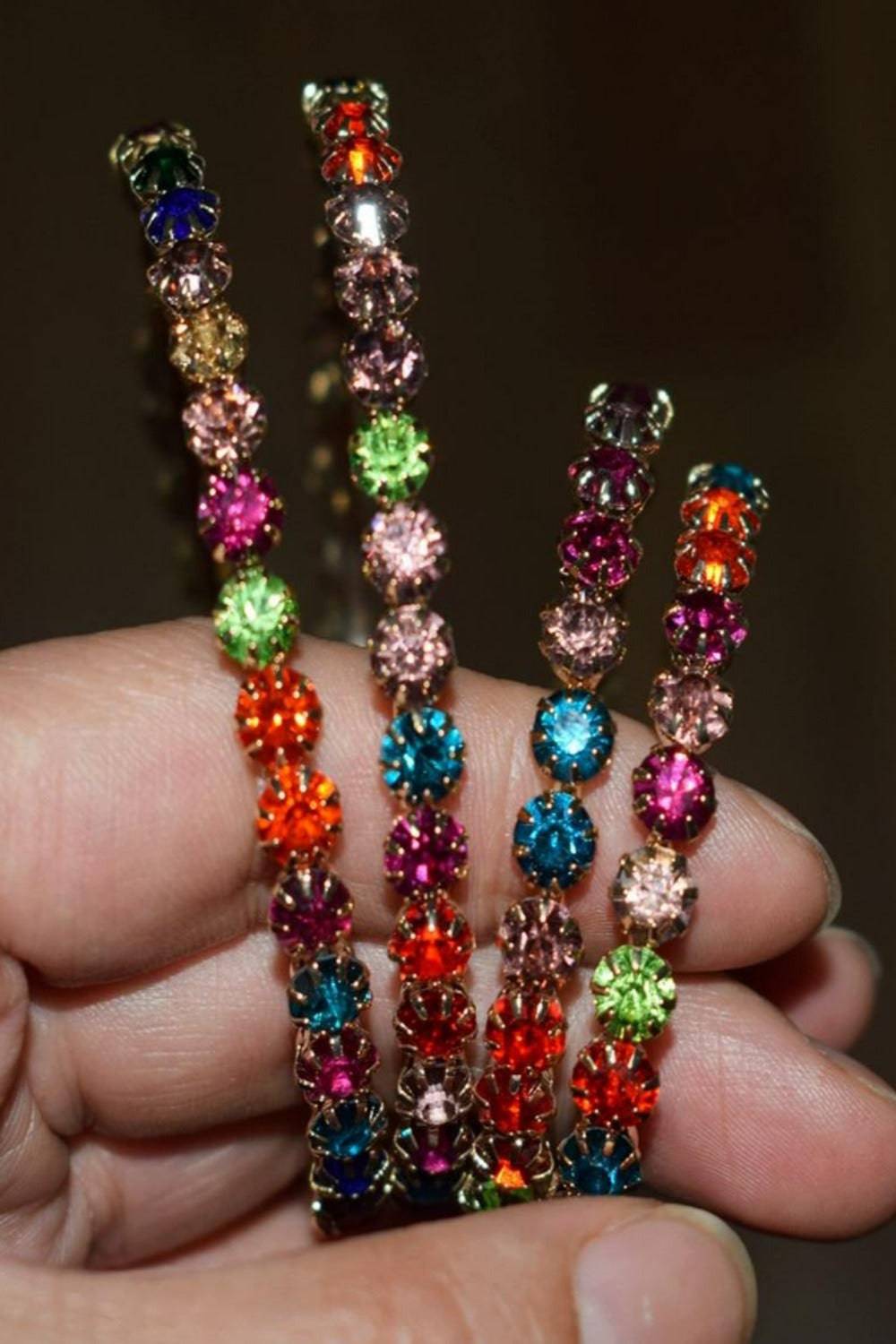 Multicolor Rainbow Rhinestone Round Big Hoop Earrings - TGC Boutique - Hoop Earrings