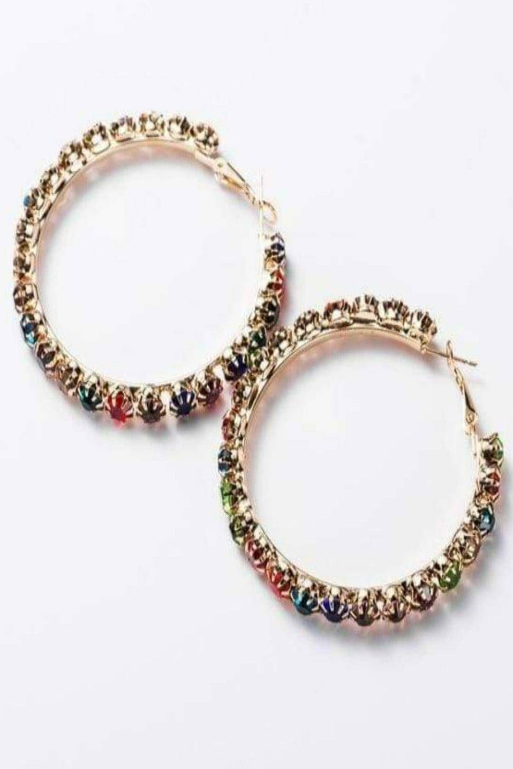 Multicolor Rhinestone Big Hoop Earrings - TGC Boutique - Earrings