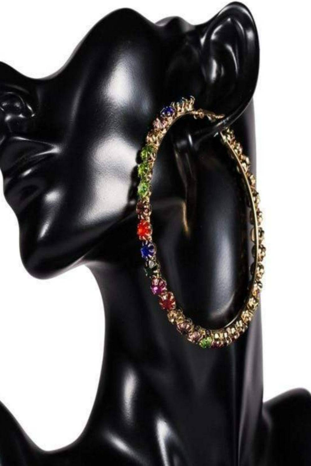 Multicolor Rhinestone Big Hoop Earrings - TGC Boutique - Earrings