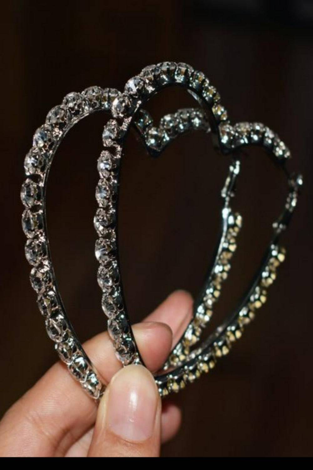 Multicolors Rhinestone Heart Shape Big Hoop Earrings - TGC Boutique - Hoop Earrings