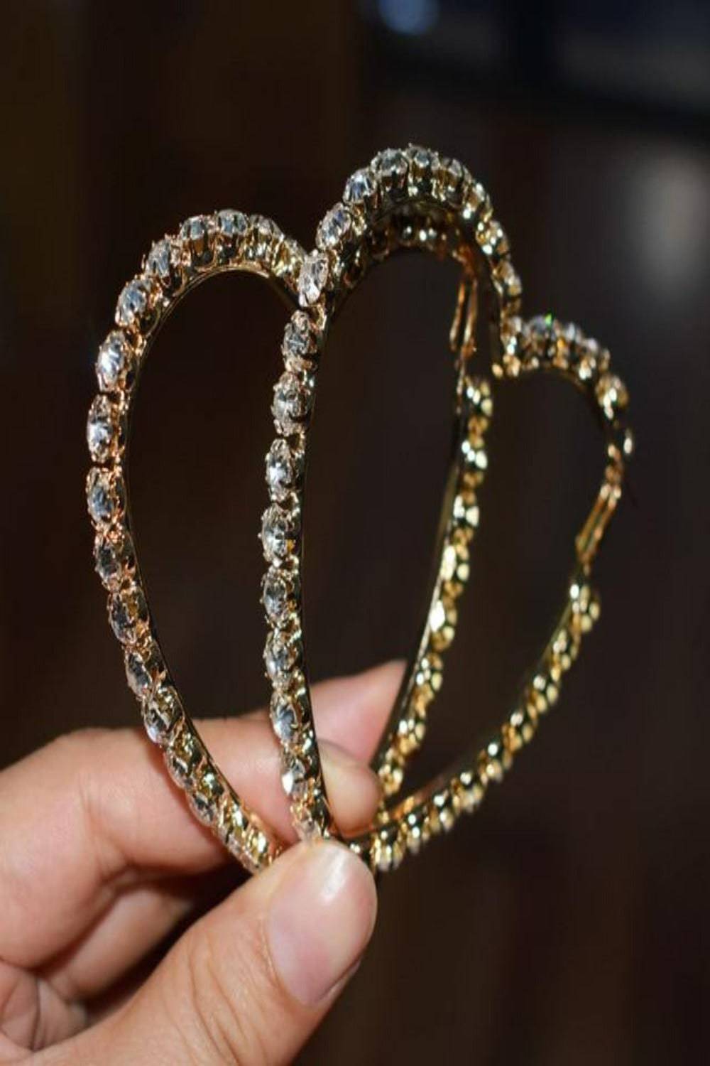 Multicolors Rhinestone Heart Shape Big Hoop Earrings - TGC Boutique - Hoop Earrings