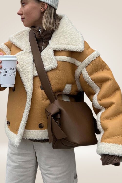 Mustard Mellow Shearling Winter Jacket - TGC Boutique - Bomber Jacket