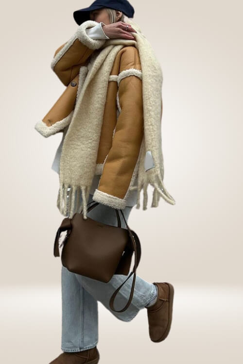 Mustard Mellow Shearling Winter Jacket - TGC Boutique - Bomber Jacket