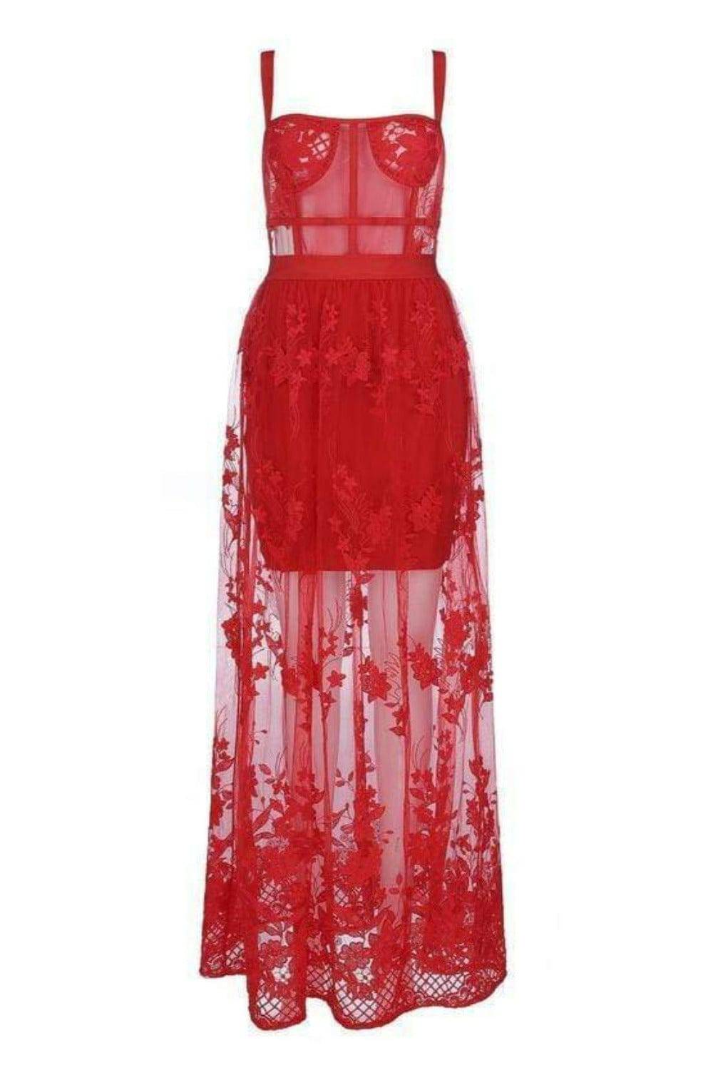 My Moment To Shine Red Lace Corset Dress - TGC Boutique - Red Bodycon Dress