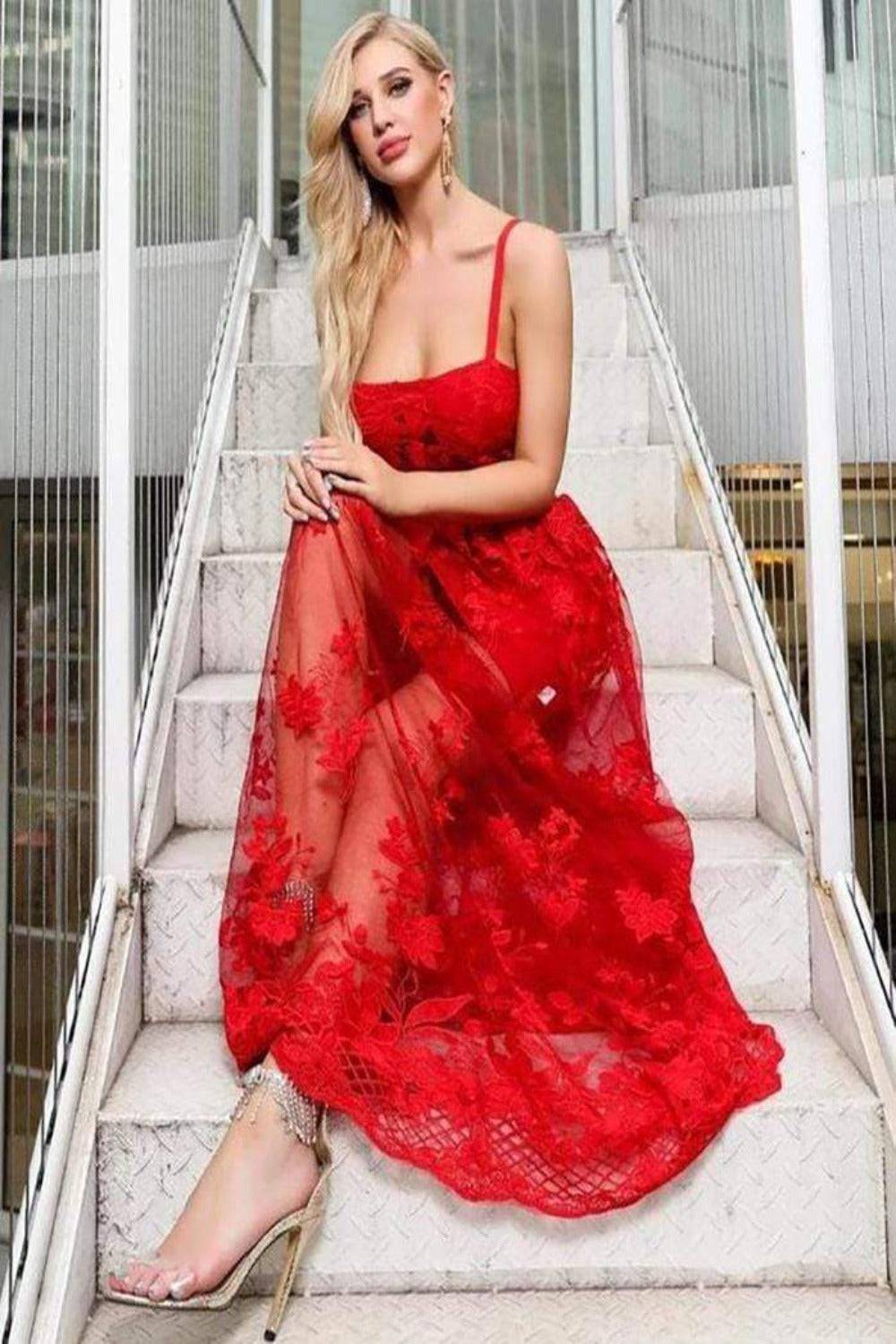 My Moment To Shine Red Lace Corset Dress - TGC Boutique - Red Bodycon Dress