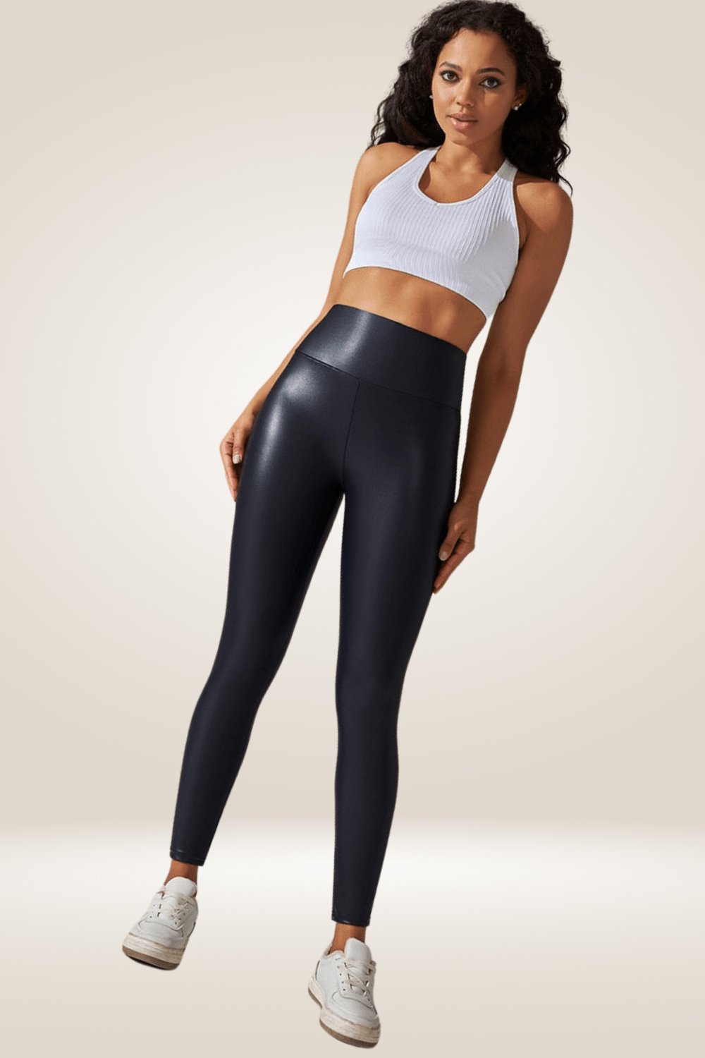 Navy Blue High Waisted Faux Leather Leggings - TGC Boutique - Leggings