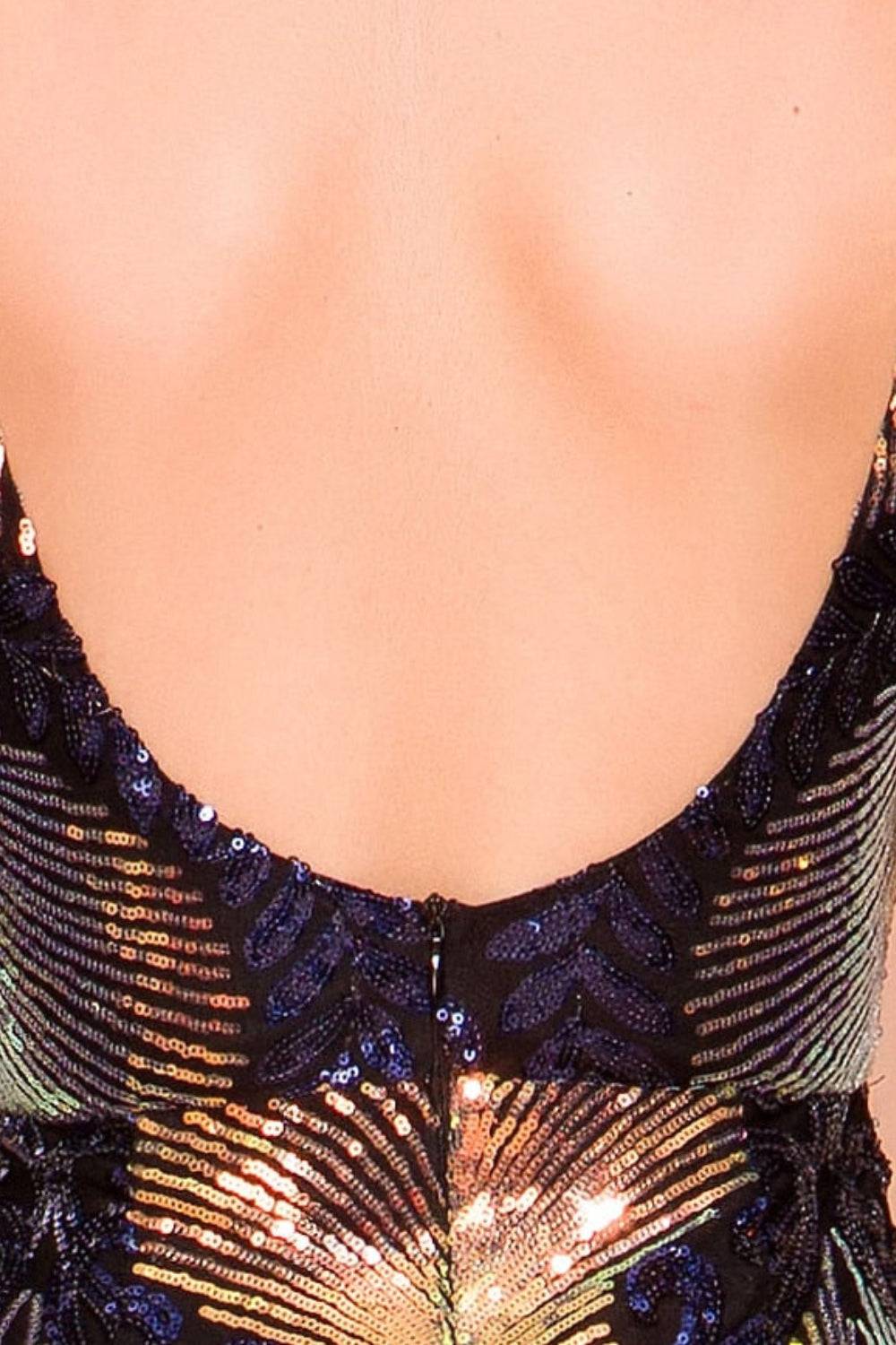 Navy Blue Sequin Long Sleeve Maxi Dress - TGC Boutique - maxi dress