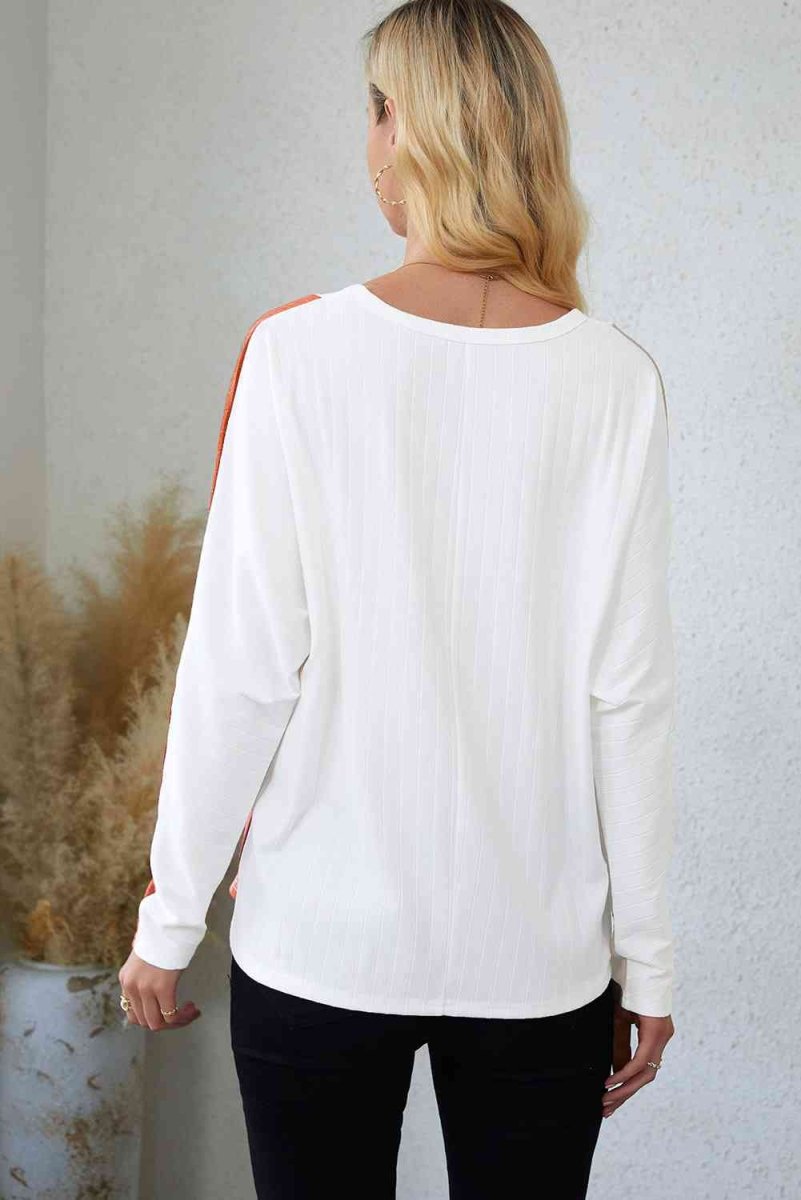 Neutral Tones Long Sleeve Pleated Blouse - TGC Boutique - Tops Blouses & T Shirts