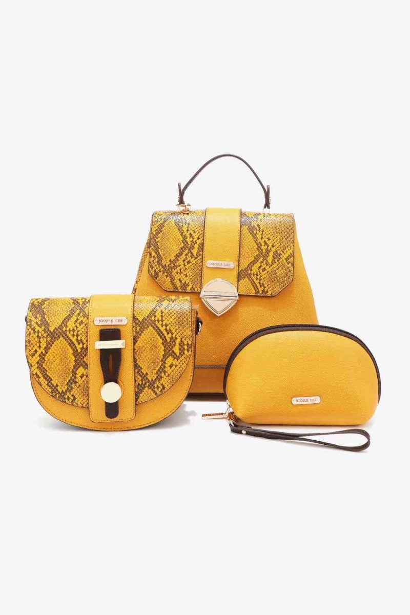 Nicole Lee Python Trio: Backpack, Crossbody & Pouch Set - TGC Boutique - Handbag Set