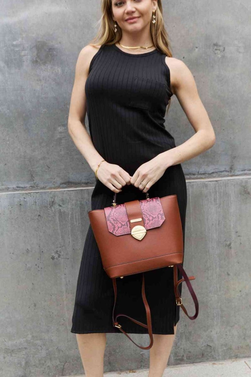 Nicole Lee Python Trio: Backpack, Crossbody & Pouch Set - TGC Boutique - Handbag Set