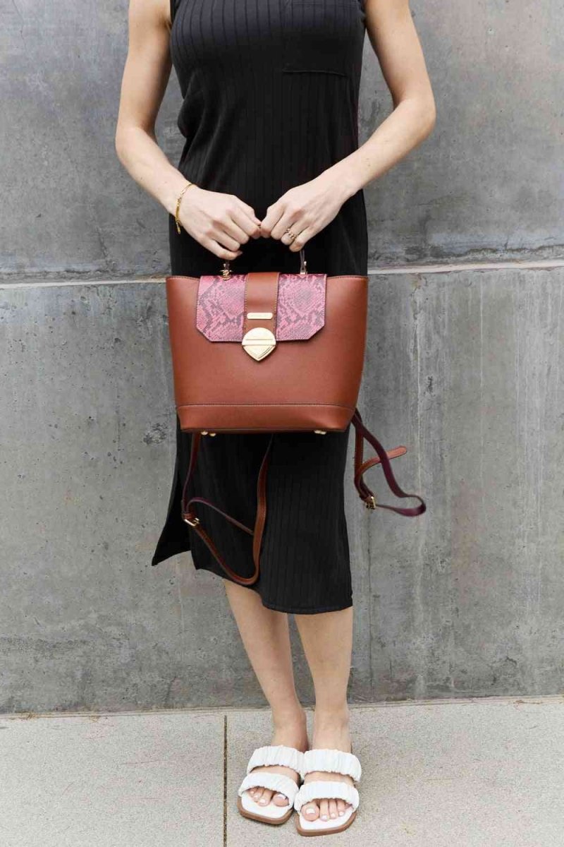 Nicole Lee Python Trio: Backpack, Crossbody & Pouch Set - TGC Boutique - Handbag Set