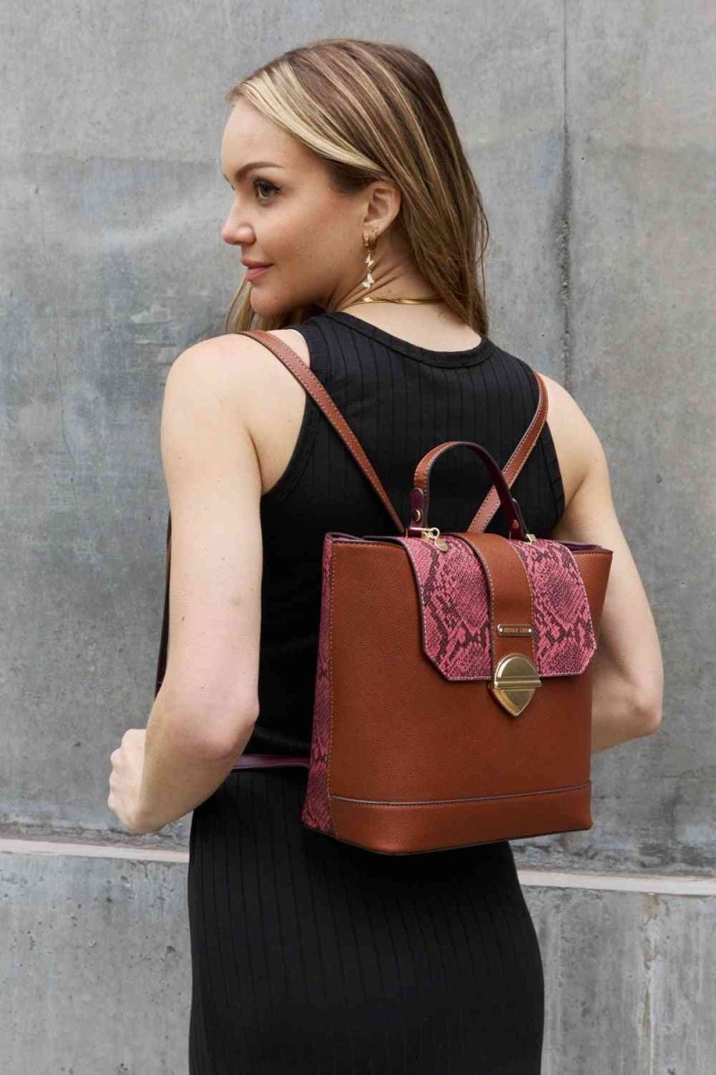 Nicole Lee Python Trio: Backpack, Crossbody & Pouch Set - TGC Boutique - Handbag Set