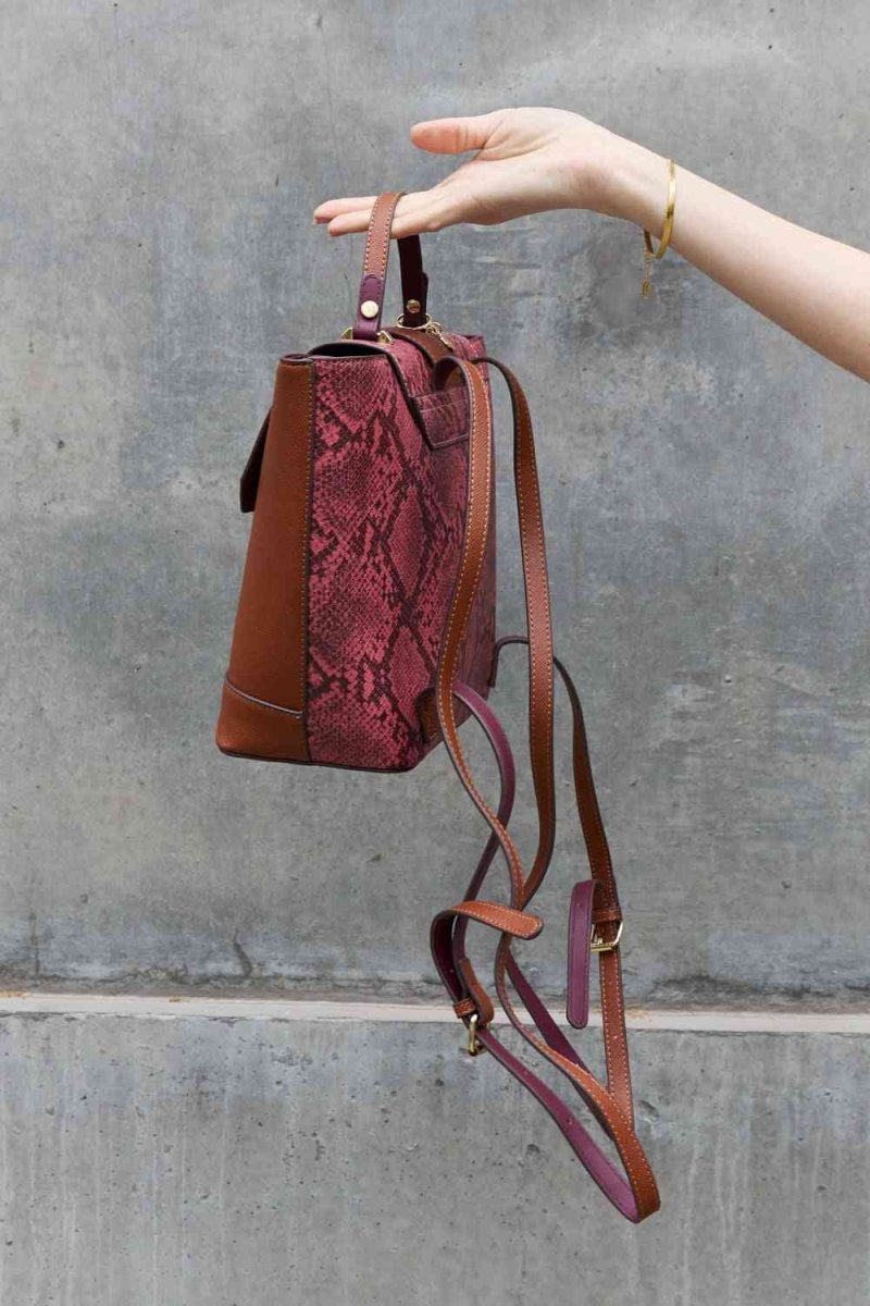 Nicole Lee Python Trio: Backpack, Crossbody & Pouch Set - TGC Boutique - Handbag Set