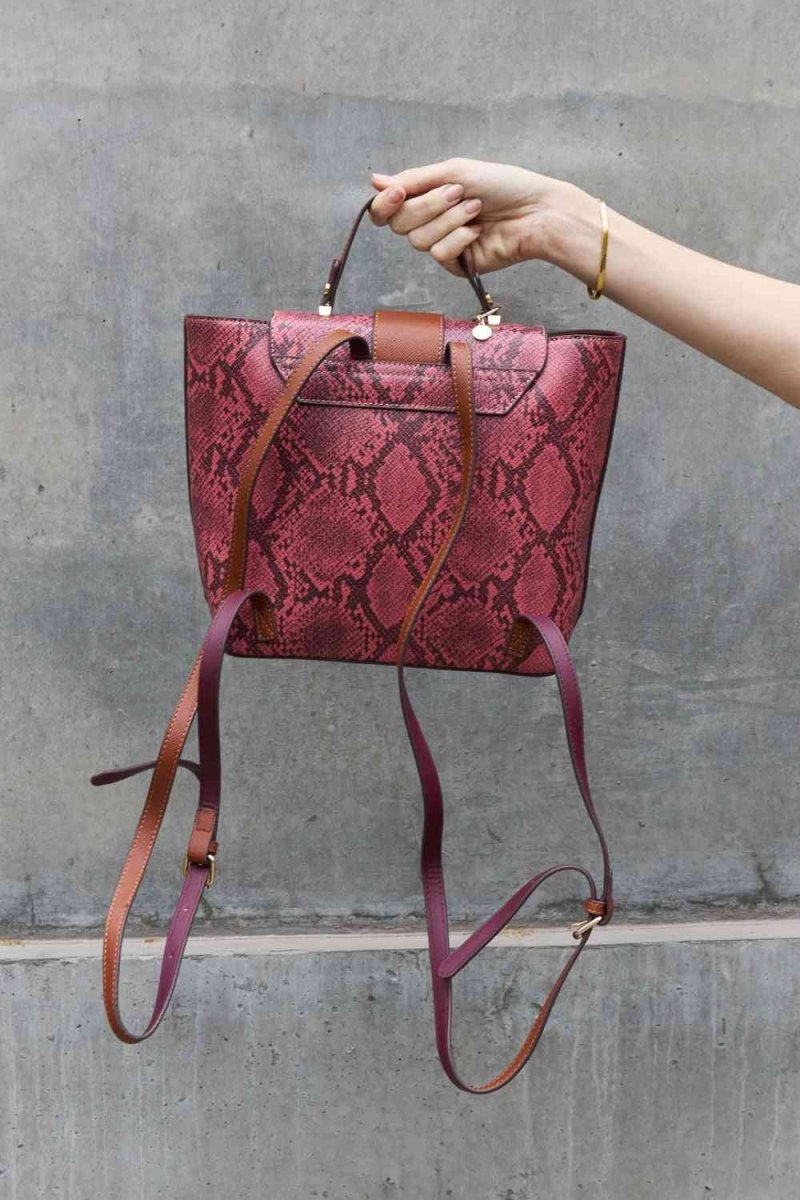 Nicole Lee Python Trio: Backpack, Crossbody & Pouch Set - TGC Boutique - Handbag Set
