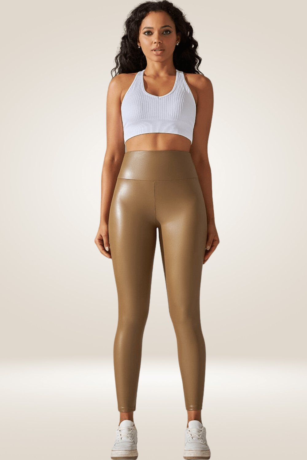 Nude High Waisted Faux Leather Leggings - TGC Boutique - Leggings