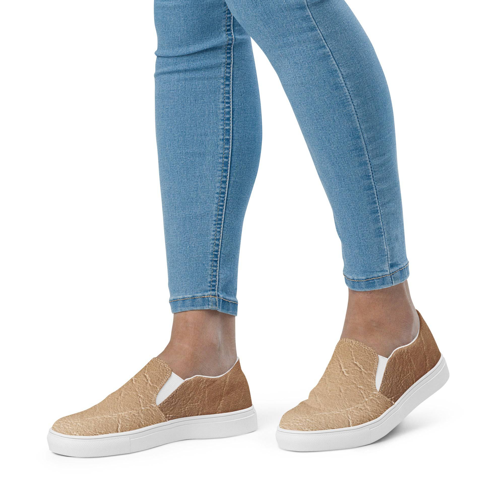 Nude Leather Print Slip On Canvas Shoes - TGC Boutique - Sneakers