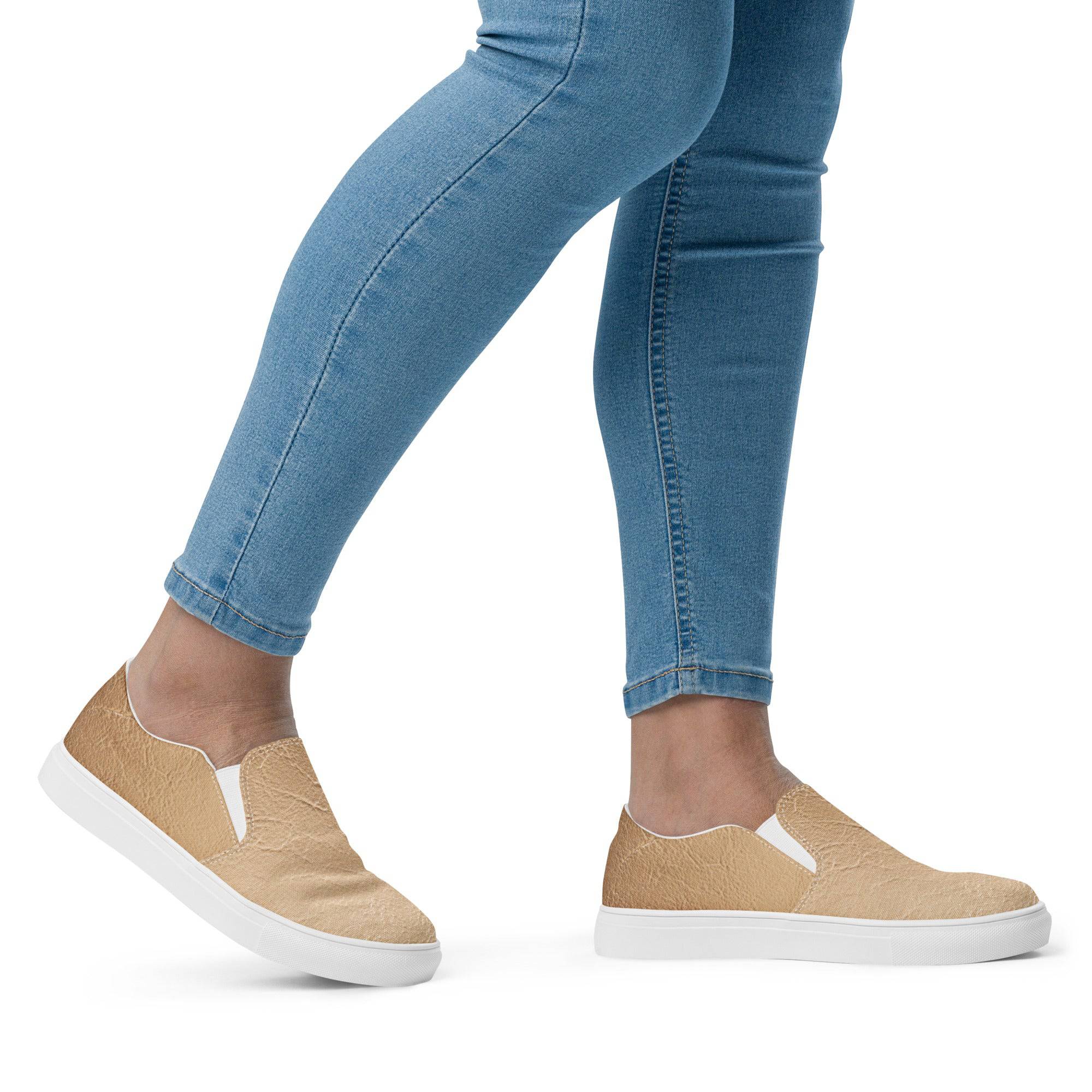 Nude Leather Print Slip On Canvas Shoes - TGC Boutique - Sneakers