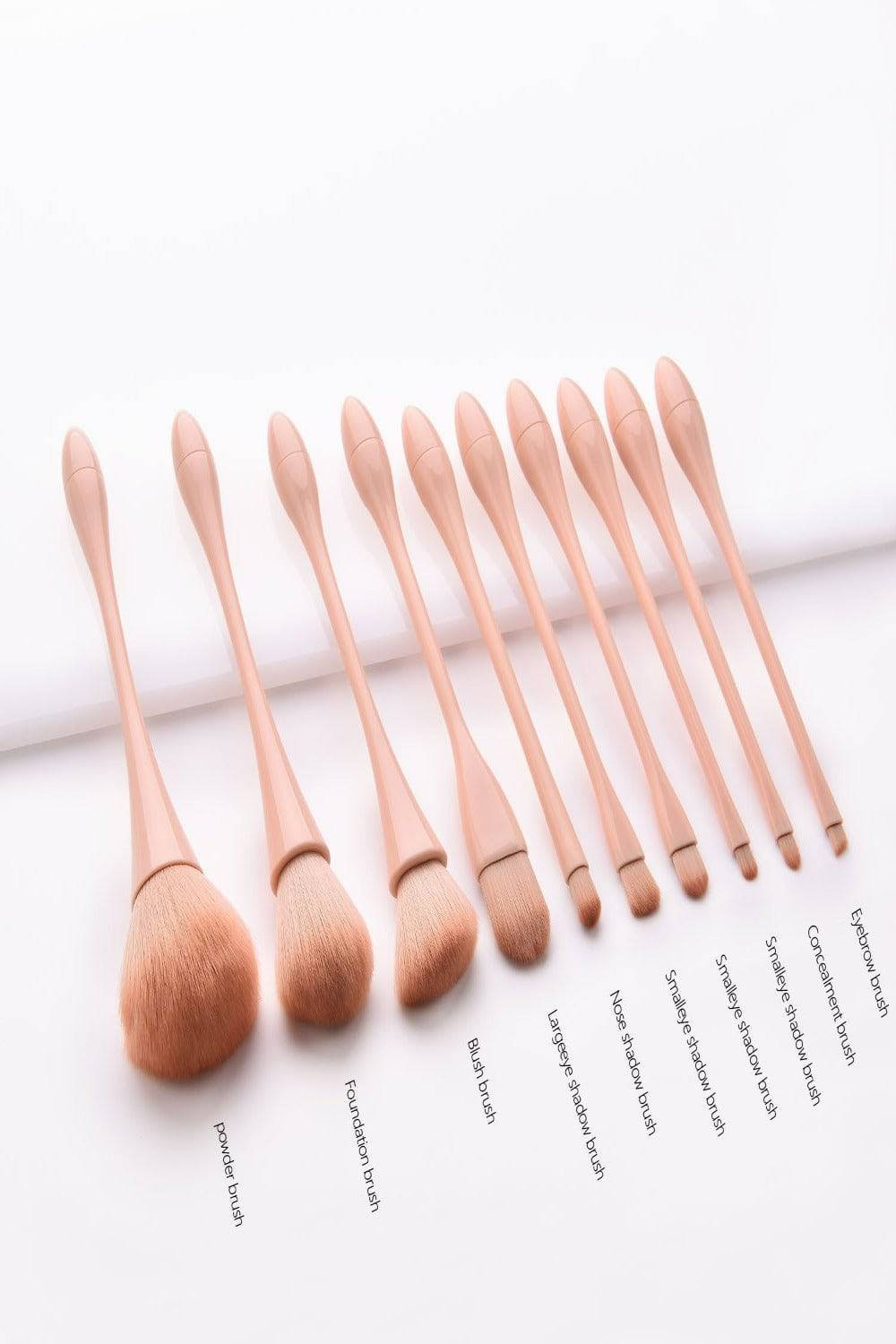 Nude Pink Makeup Brushes Set - 10 Pcs - TGC Boutique - Makeup Brush Set