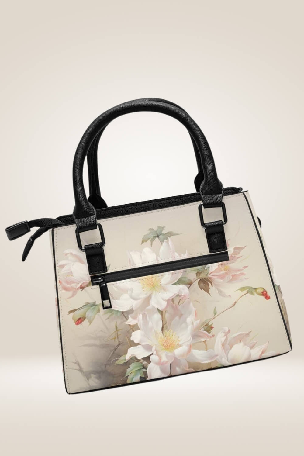 Off White Satchel Bag With Flowers - TGC Boutique - Satchel Handbag