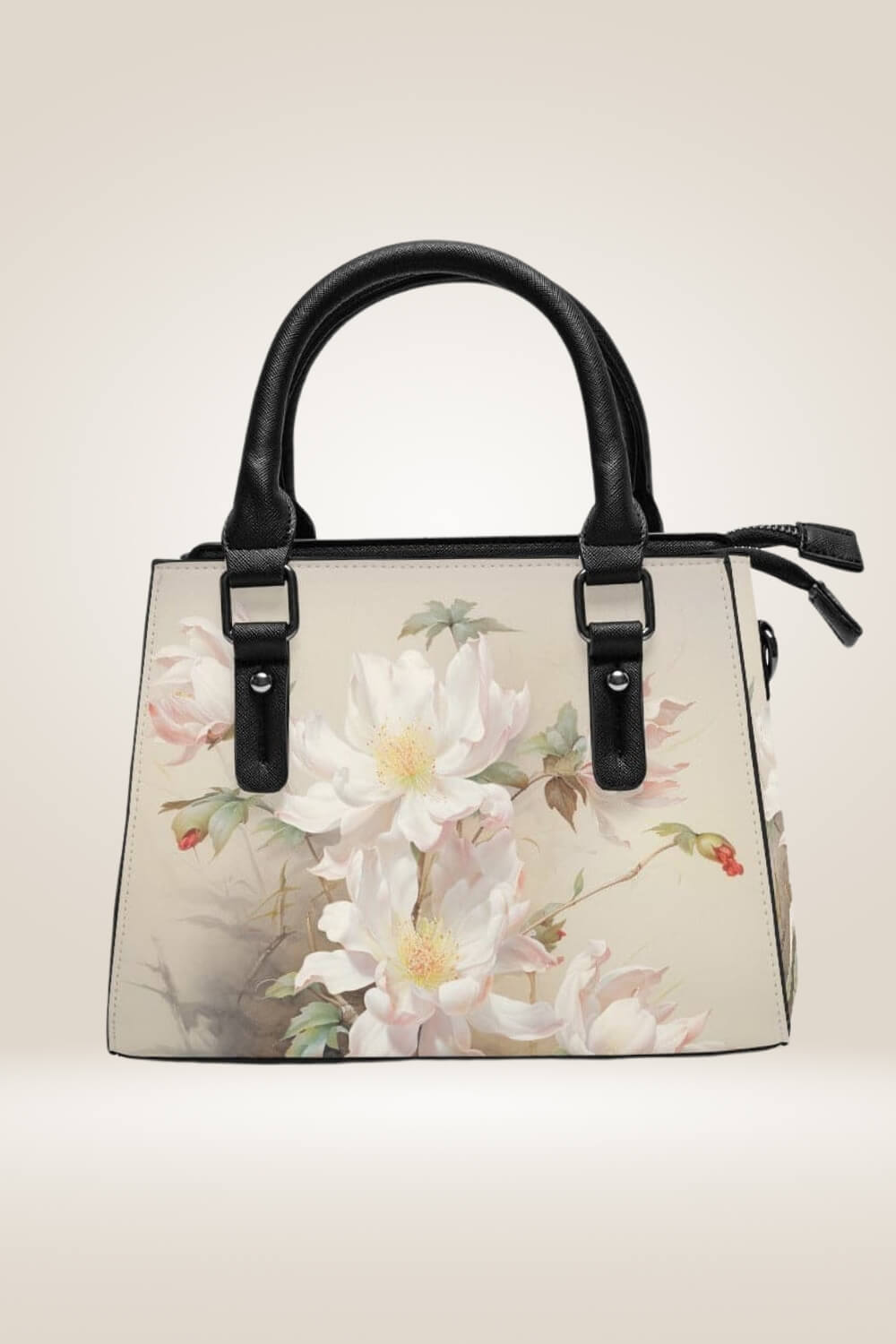 Off White Satchel Bag With Flowers - TGC Boutique - Satchel Handbag