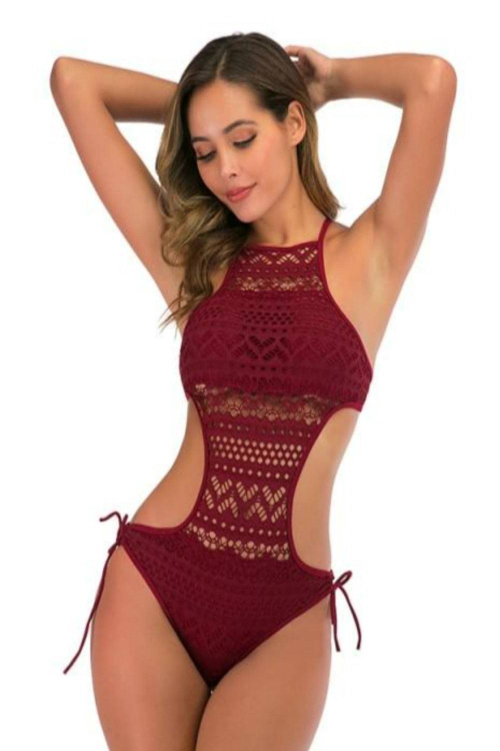 One Piece Open Sides Lace Swimsuit - TGC Boutique - Swimsuit