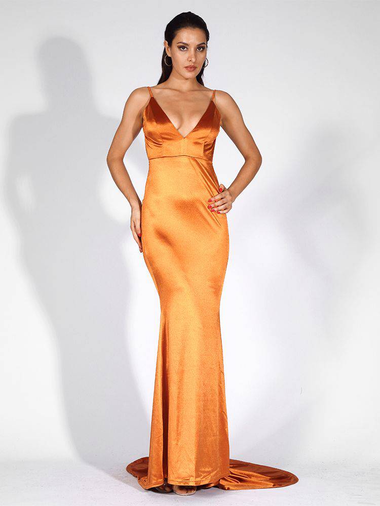 Open Back Satin Maxi Dress - TGC Boutique - Maxi dress