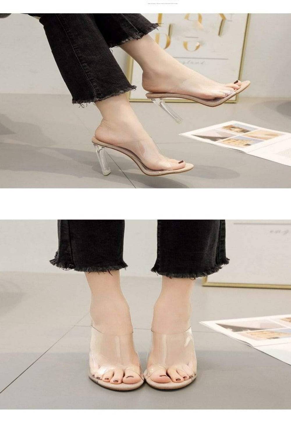 Open Toe Lucite Clear High Heel Sandals - TGC Boutique - High Heel Sandals