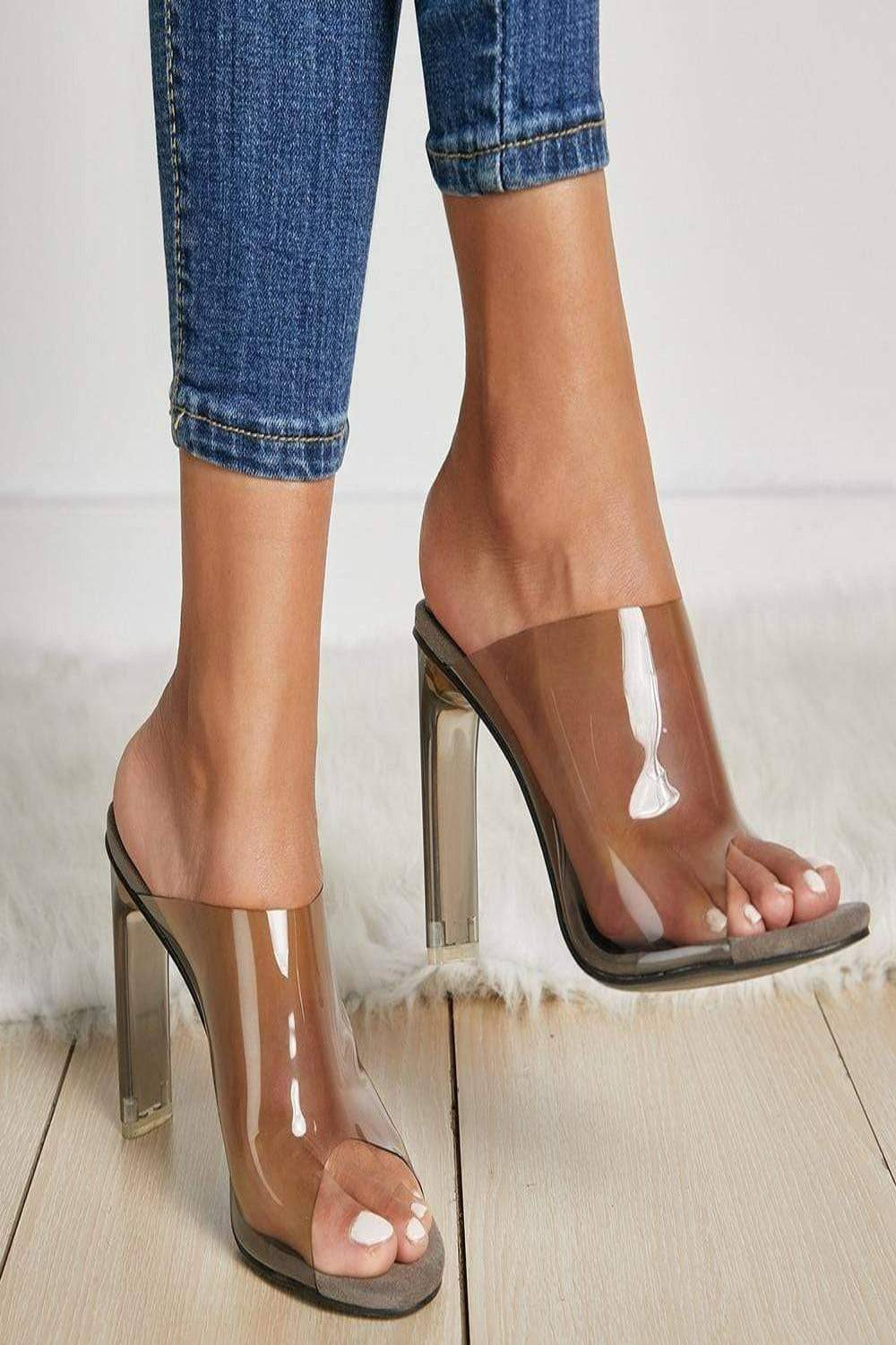 Open Toe Lucite Clear High Heel Sandals - TGC Boutique - High Heel Sandals