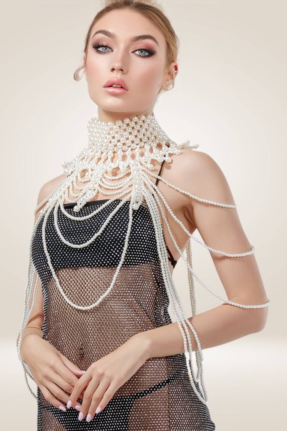 Pearl Body Chain Choker Layered Necklaces - TGC Boutique - Body Necklace
