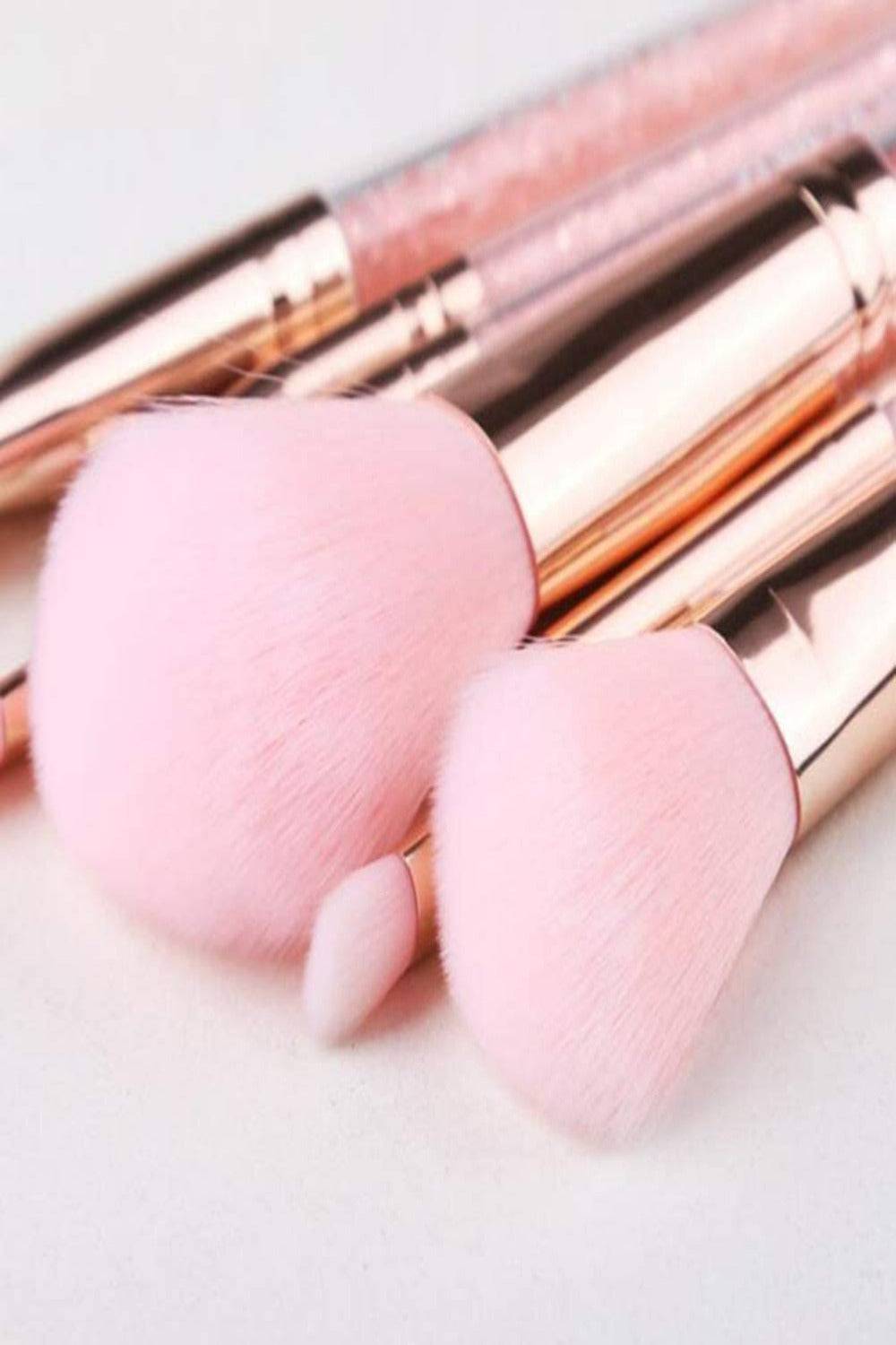Pink Crystal Makeup Brushes Set - 8 Pack - TGC Boutique - Makeup Brush Set
