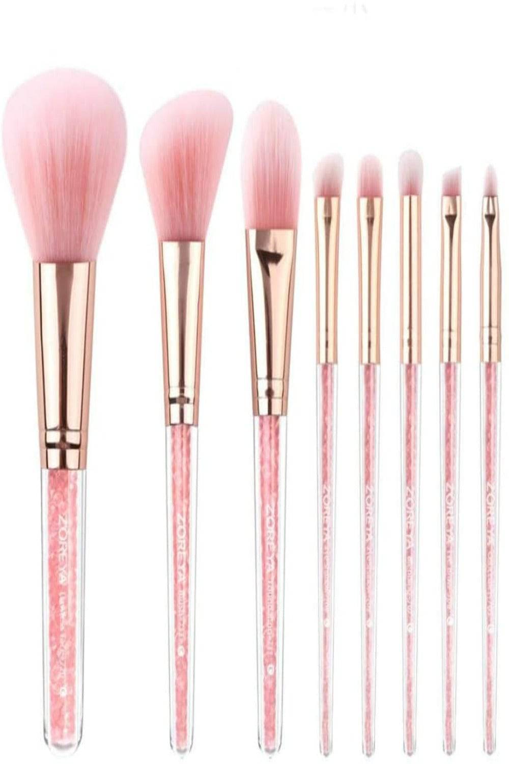 Pink Crystal Makeup Brushes Set - 8 Pack - TGC Boutique - Makeup Brush Set