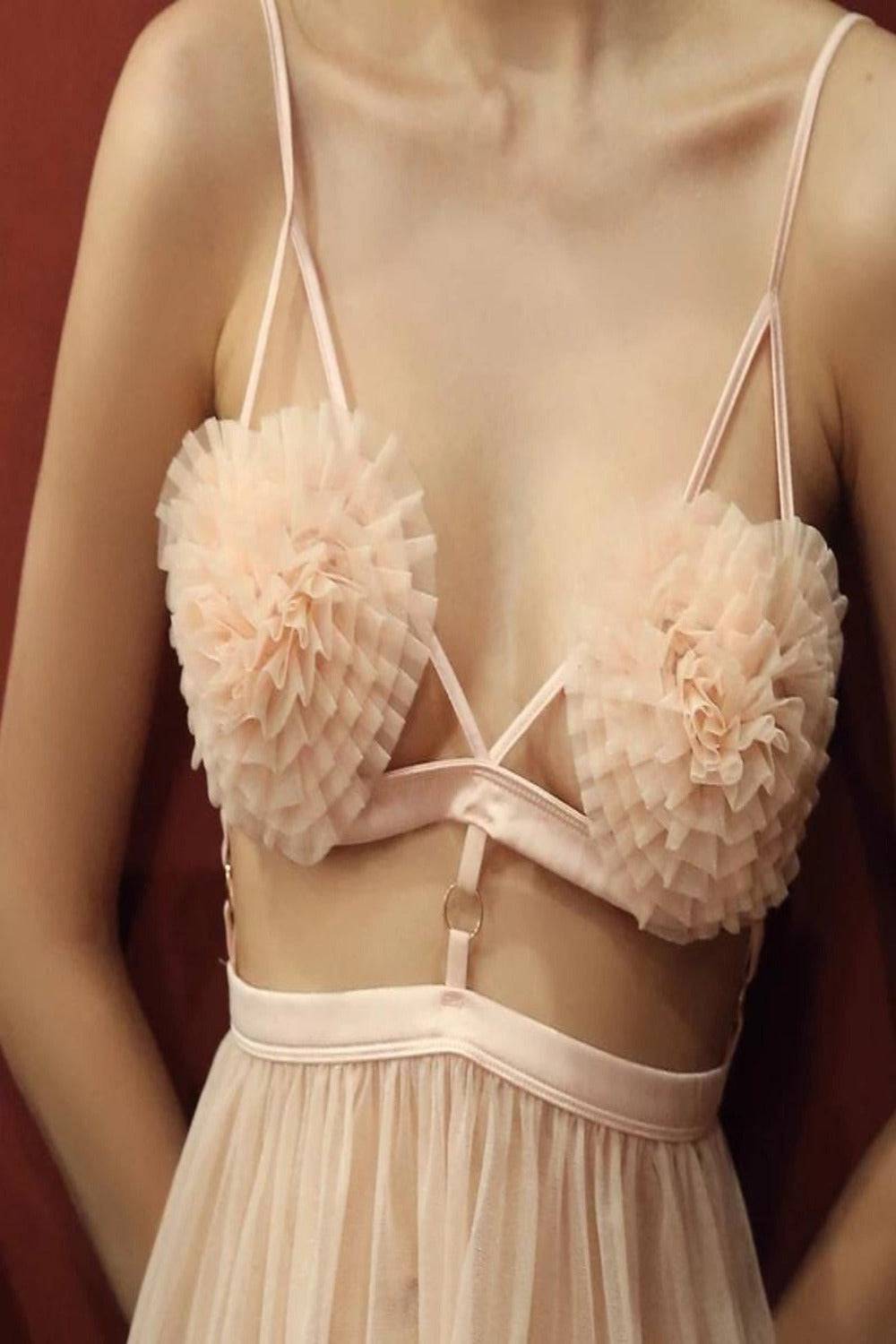 Pink French Lace Wire-Free Bra And Underwear Lingerie Set - TGC Boutique - Pink Lingerie
