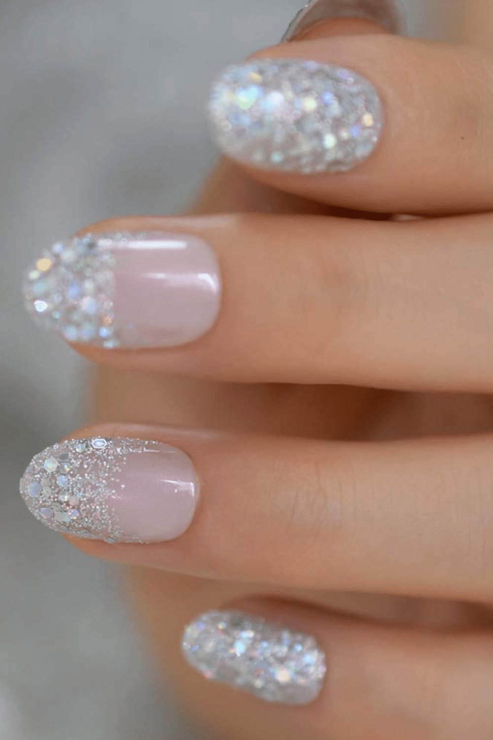 Pink Glitter Oval Tip Nails with rhinestones Press On Nail Kit - TGC Boutique - Press On Nails