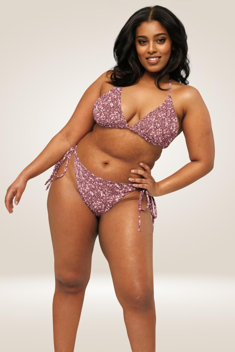 Pink Glitter Print Recycled Plus Size Bikini - TGC Boutique - Bikini