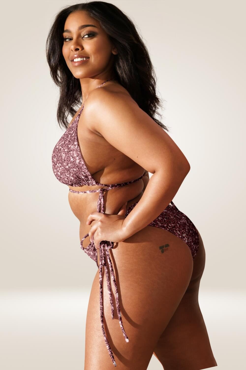 Pink Glitter Print Recycled Plus Size Bikini - TGC Boutique - Bikini