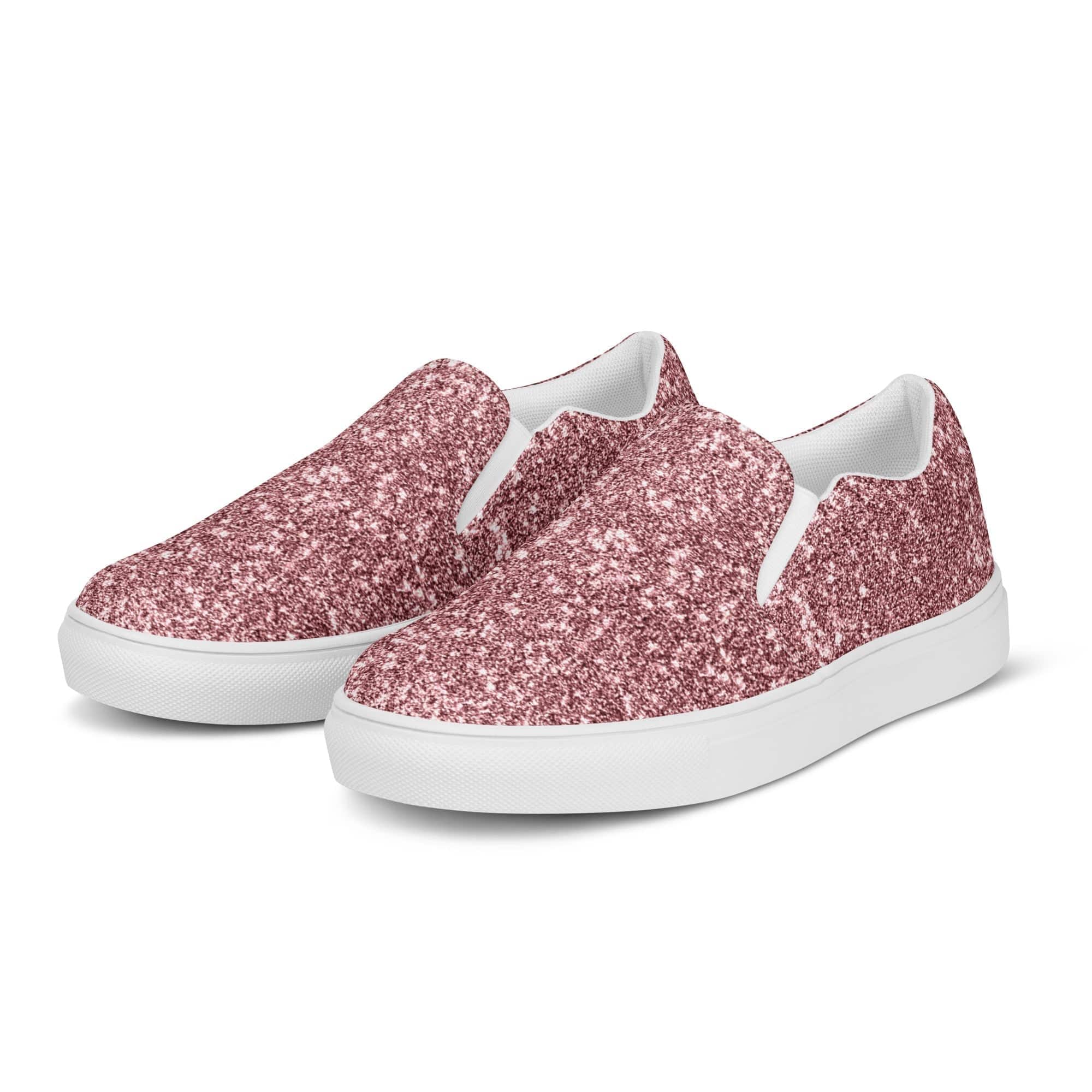 Pink Glitter Print Slip On Canvas Shoes - TGC Boutique - Canvas Shoes