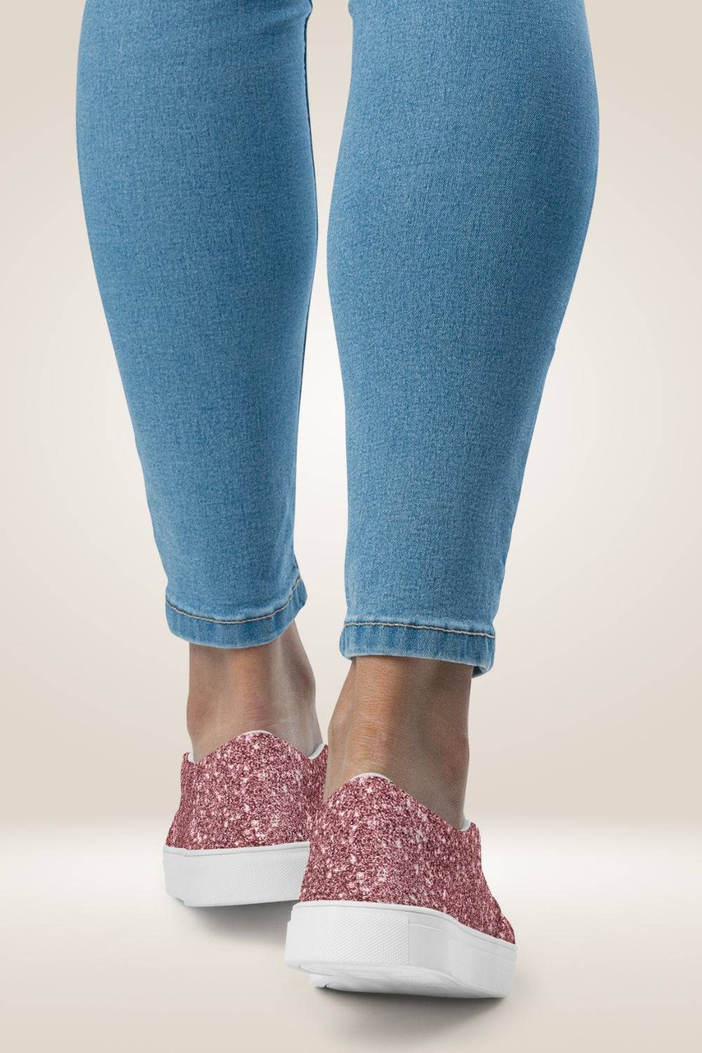 Pink Glitter Print Slip On Canvas Shoes - TGC Boutique - Canvas Shoes