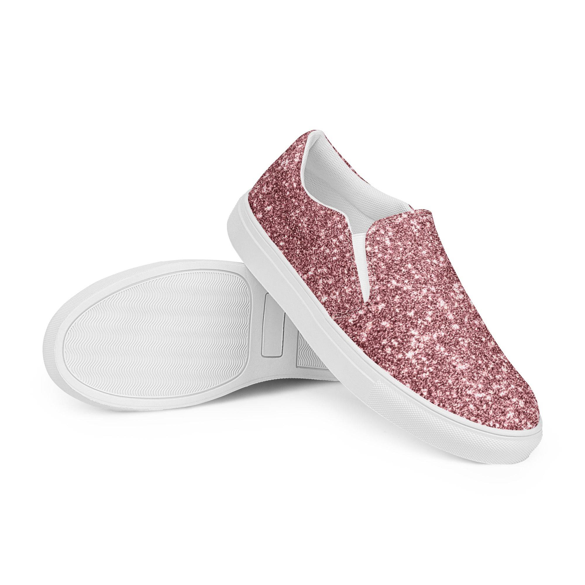 Pink Glitter Print Slip On Canvas Shoes - TGC Boutique - Canvas Shoes