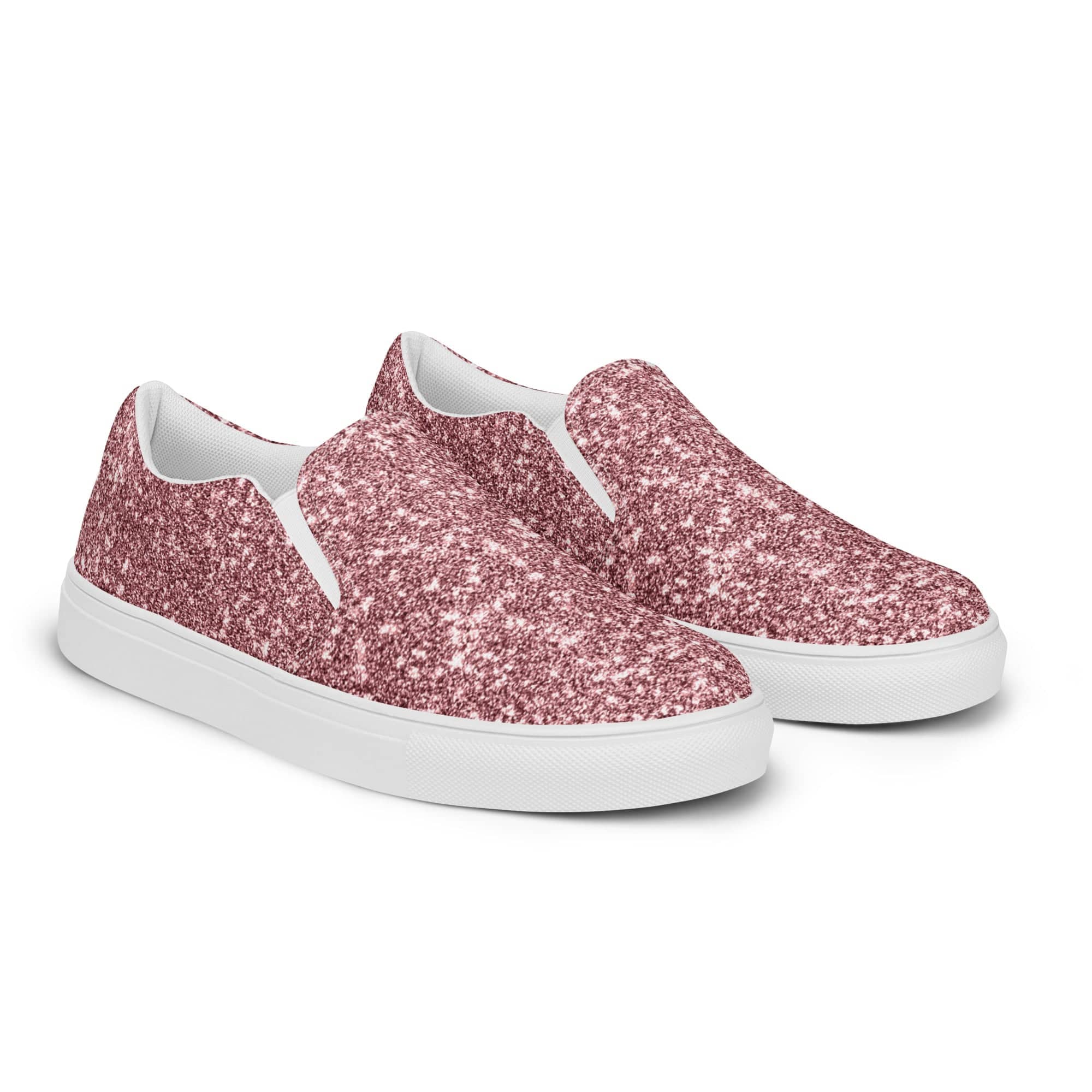 Pink Glitter Print Slip On Canvas Shoes - TGC Boutique - Canvas Shoes