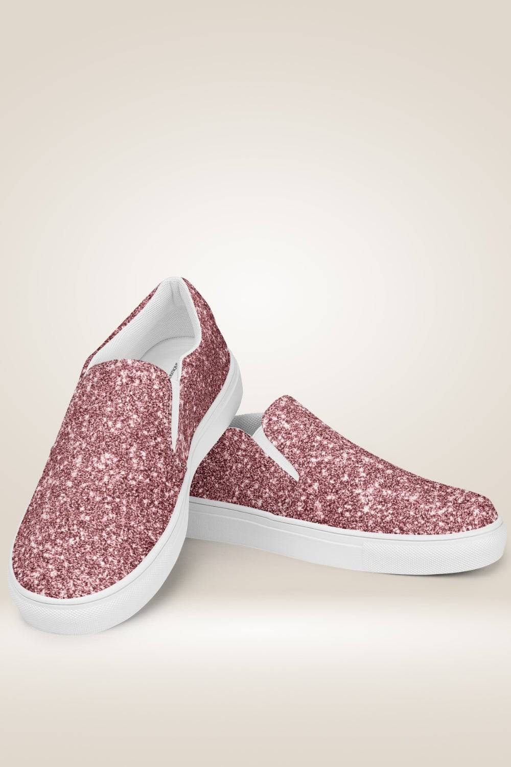 Pink Glitter Print Slip On Canvas Shoes - TGC Boutique - Canvas Shoes