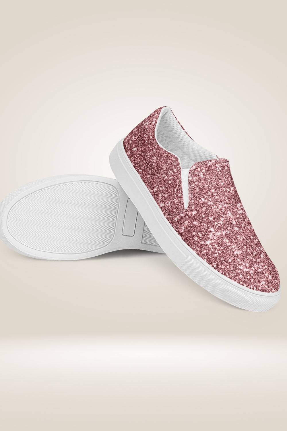 Pink Glitter Print Slip On Canvas Shoes - TGC Boutique - Canvas Shoes