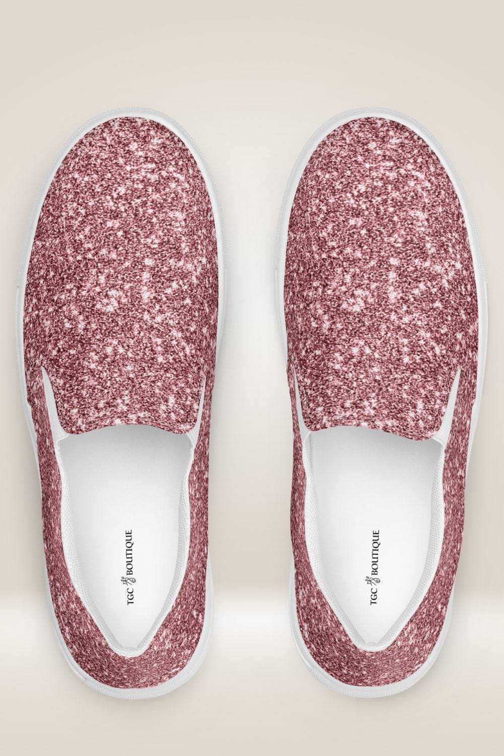Pink Glitter Print Slip On Canvas Shoes - TGC Boutique - Canvas Shoes