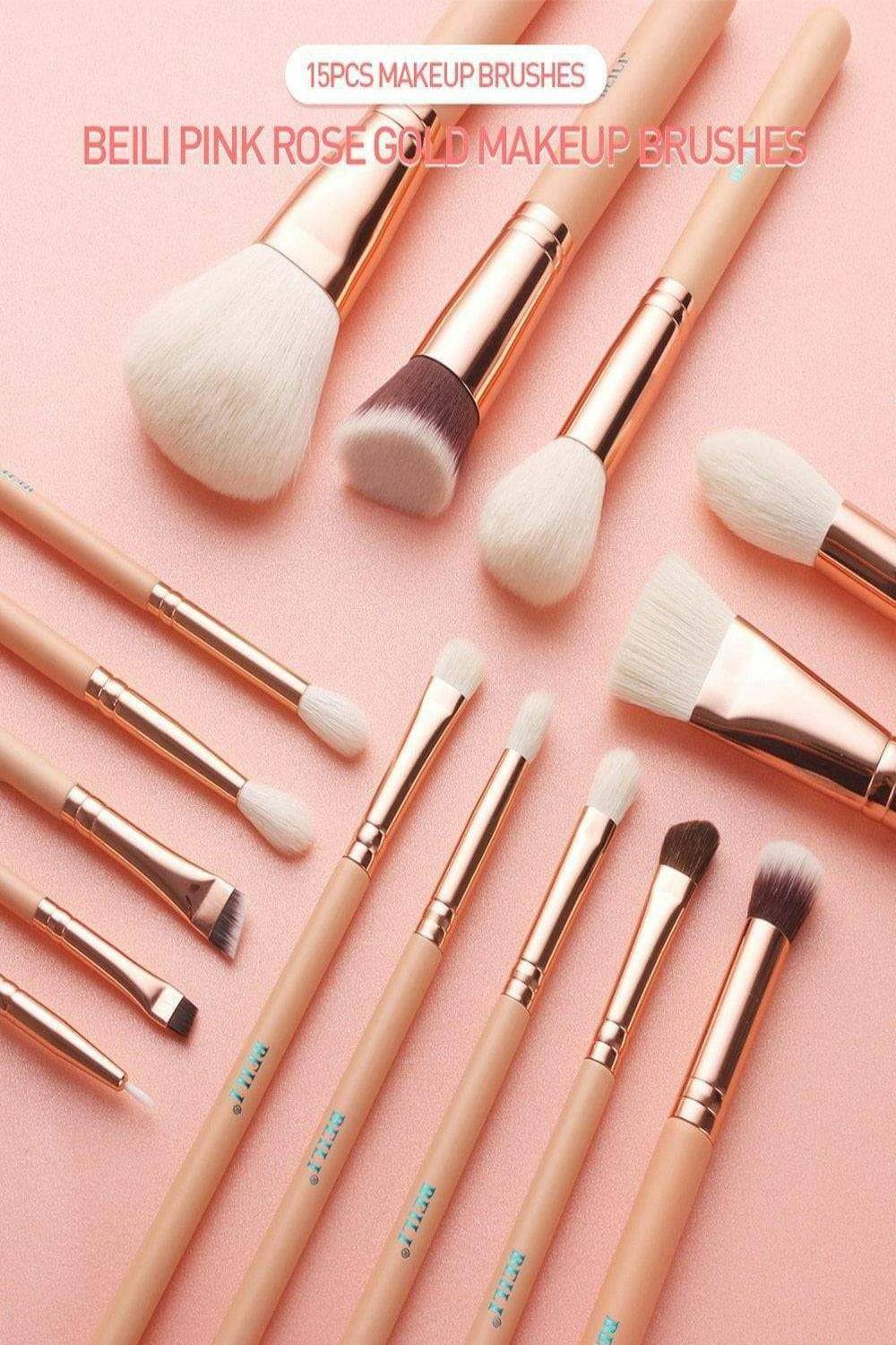 Pink Rose Gold Blending Makeup brush Set - 15 Pack - TGC Boutique - Makeup Brush Set