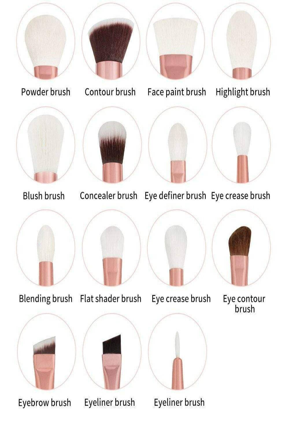 Pink Rose Gold Blending Makeup brush Set - 15 Pack - TGC Boutique - Makeup Brush Set