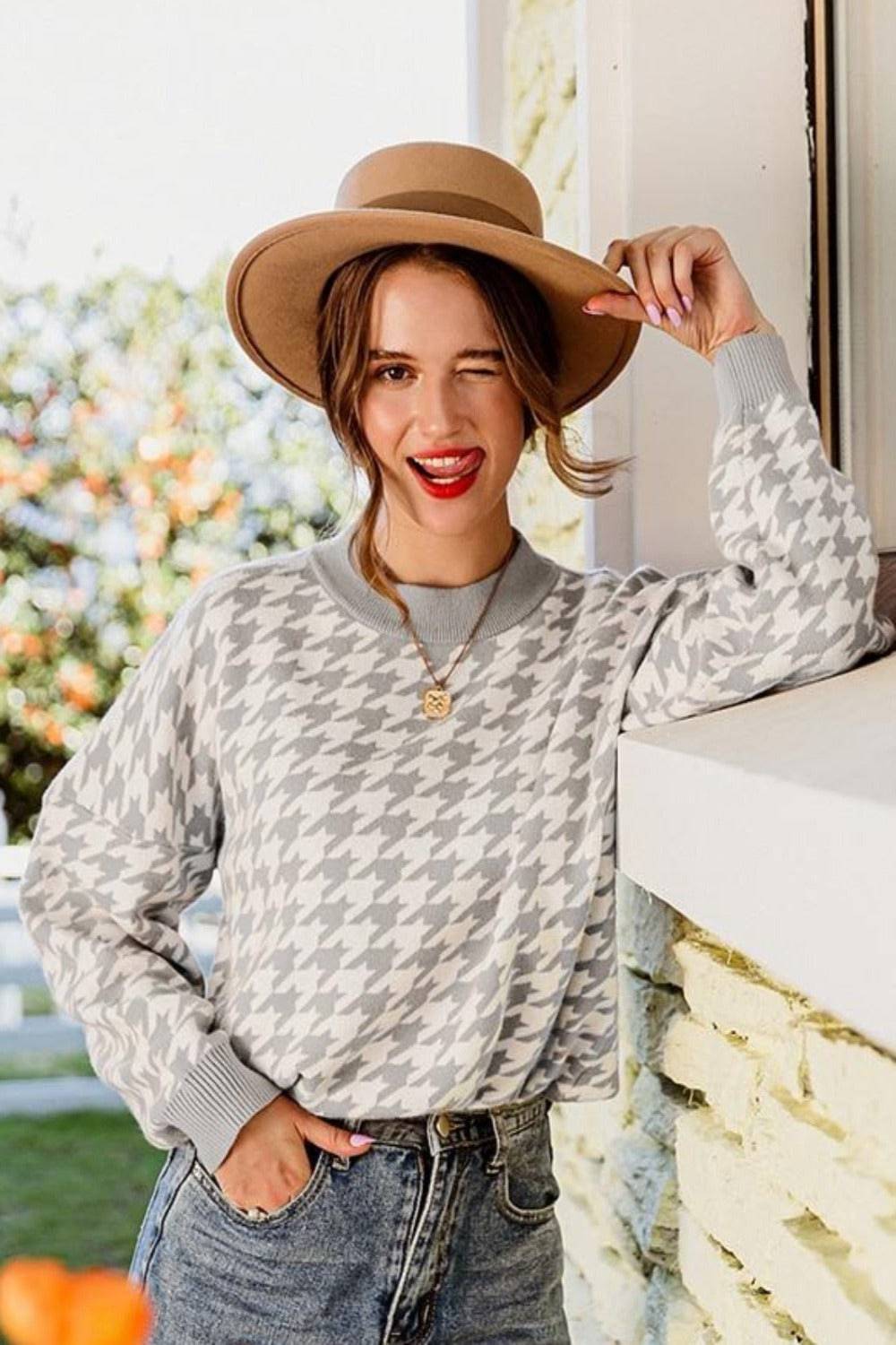 Plaid Knitted Casual Pullover Sweater Top - TGC Boutique - Tops
