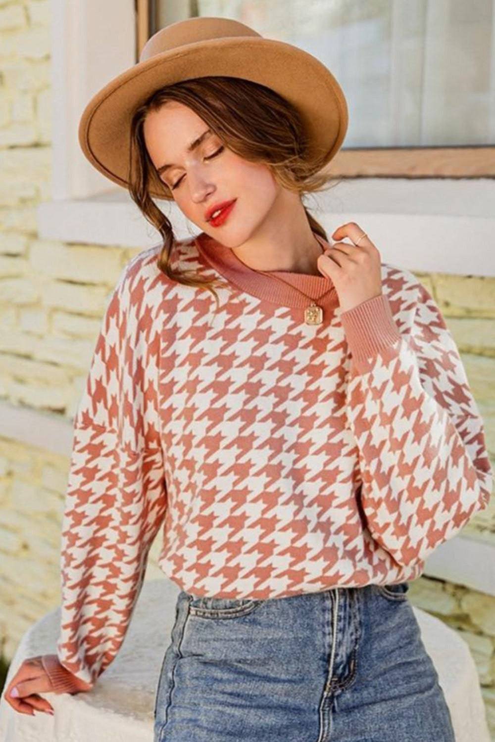 Plaid Knitted Casual Pullover Sweater Top - TGC Boutique - Tops