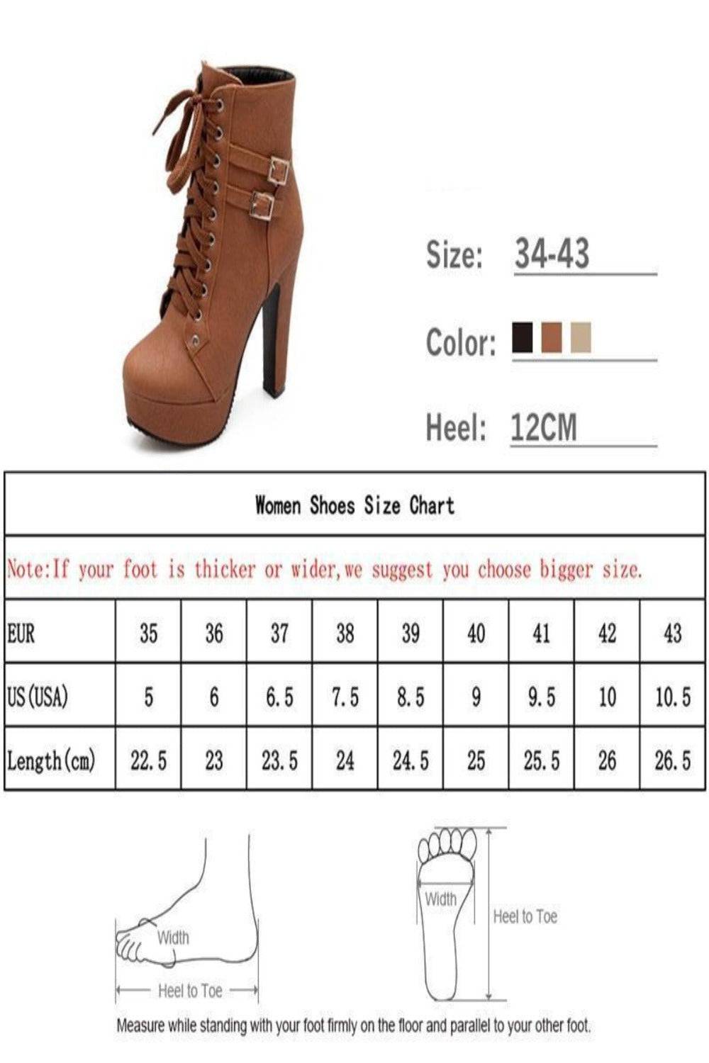 Platform Lace Up Biker Boots - Nude - TGC Boutique - Ankle Booties