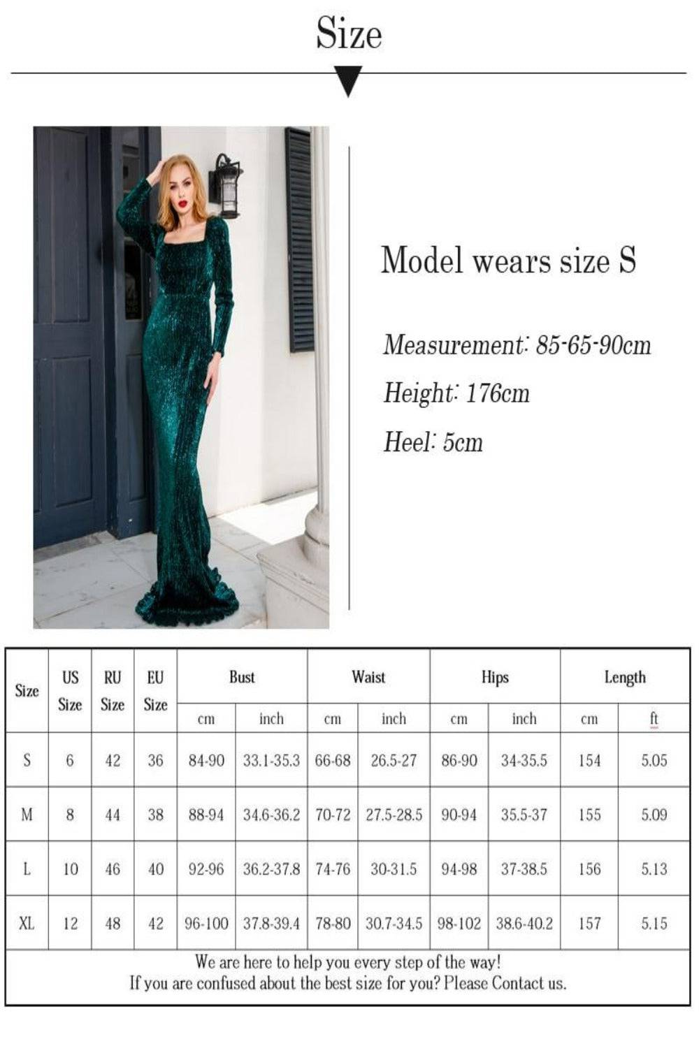 Plus Size Emerald Green Sequins Maxi Dress - TGC Boutique - Evening Gown