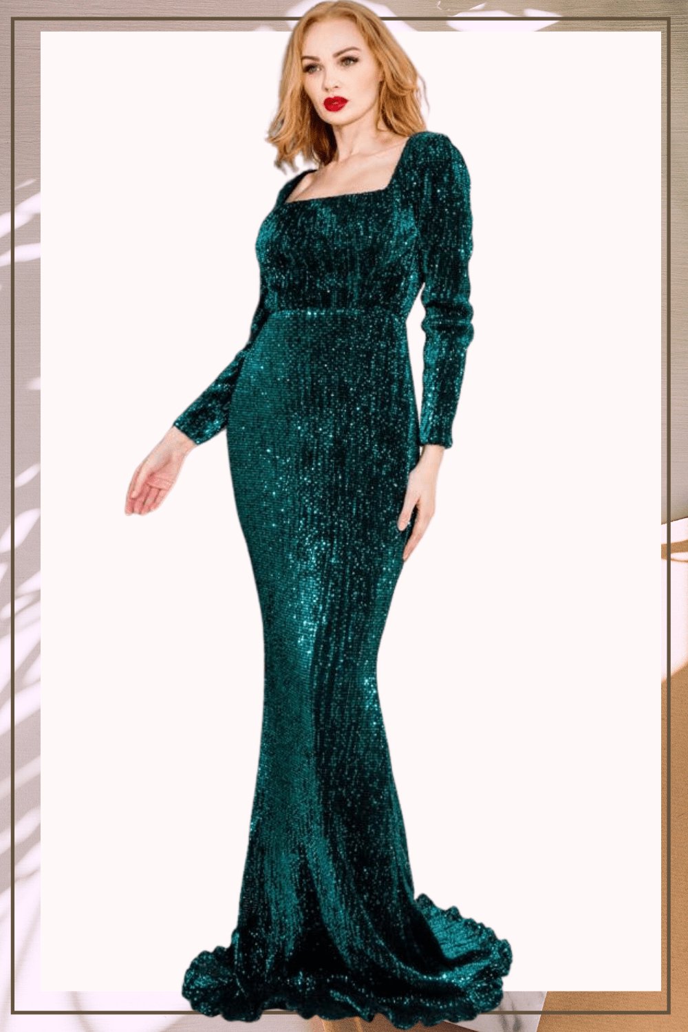 Plus-Size Emerald Green Sequin Maxi Dress