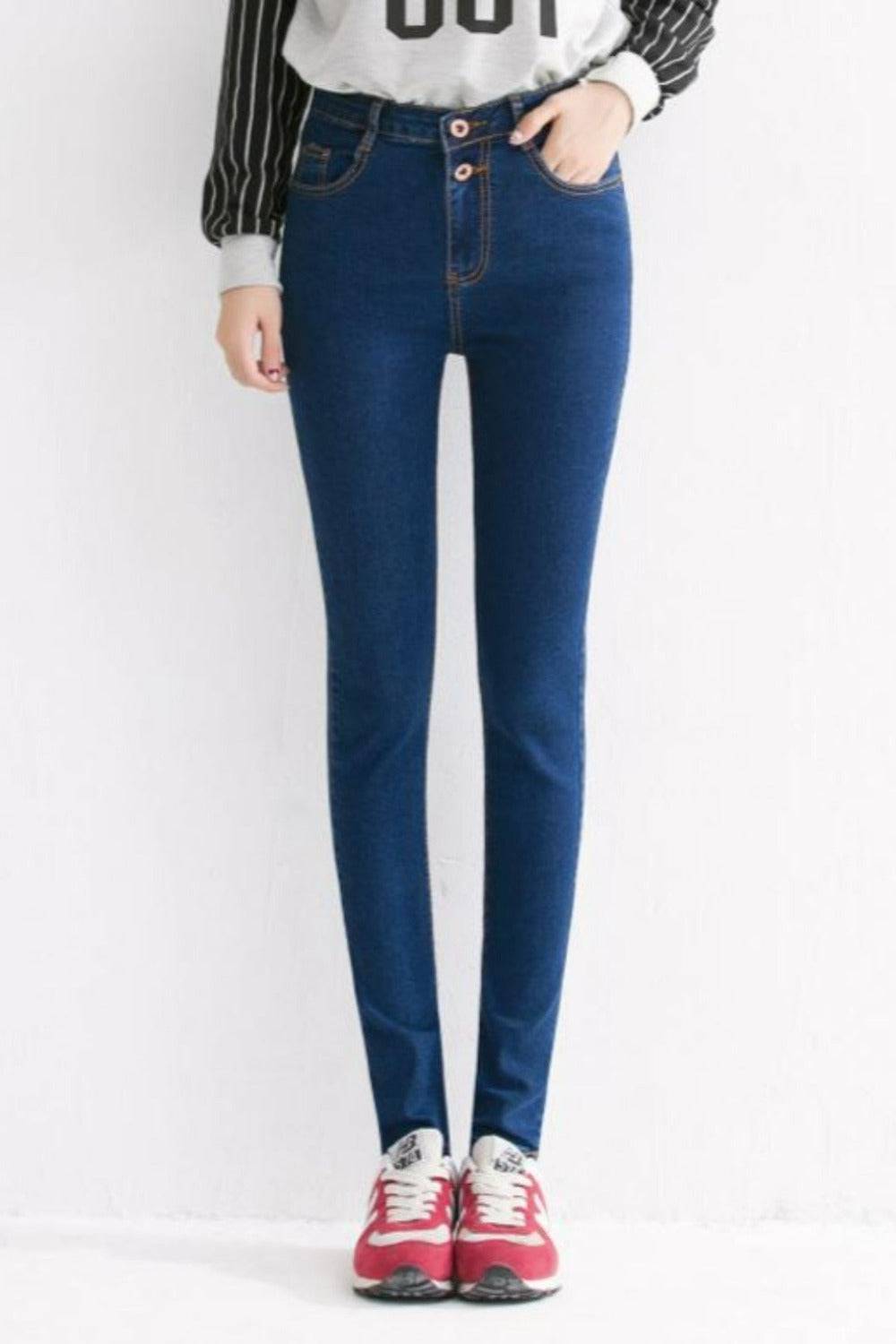 Plus Size High Waist Skinny Mom Jeans - TGC Boutique - Mom Jeans